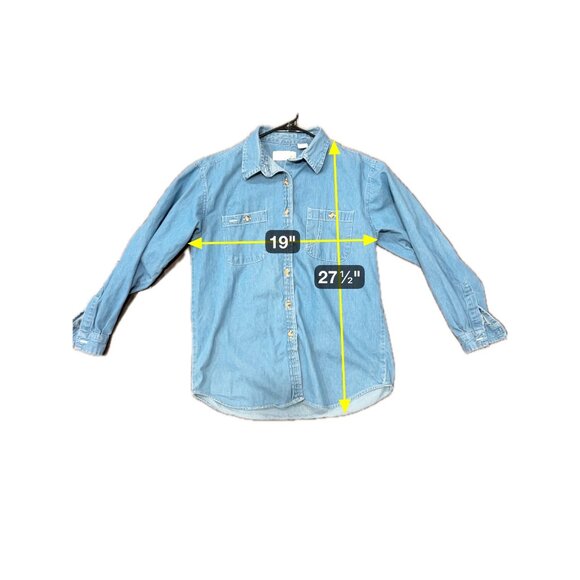 Giorgio Sant Angelo Sz M Denim Shirt Button Down Front Pockets Long Sleeve Blue - Picture 6 of 9